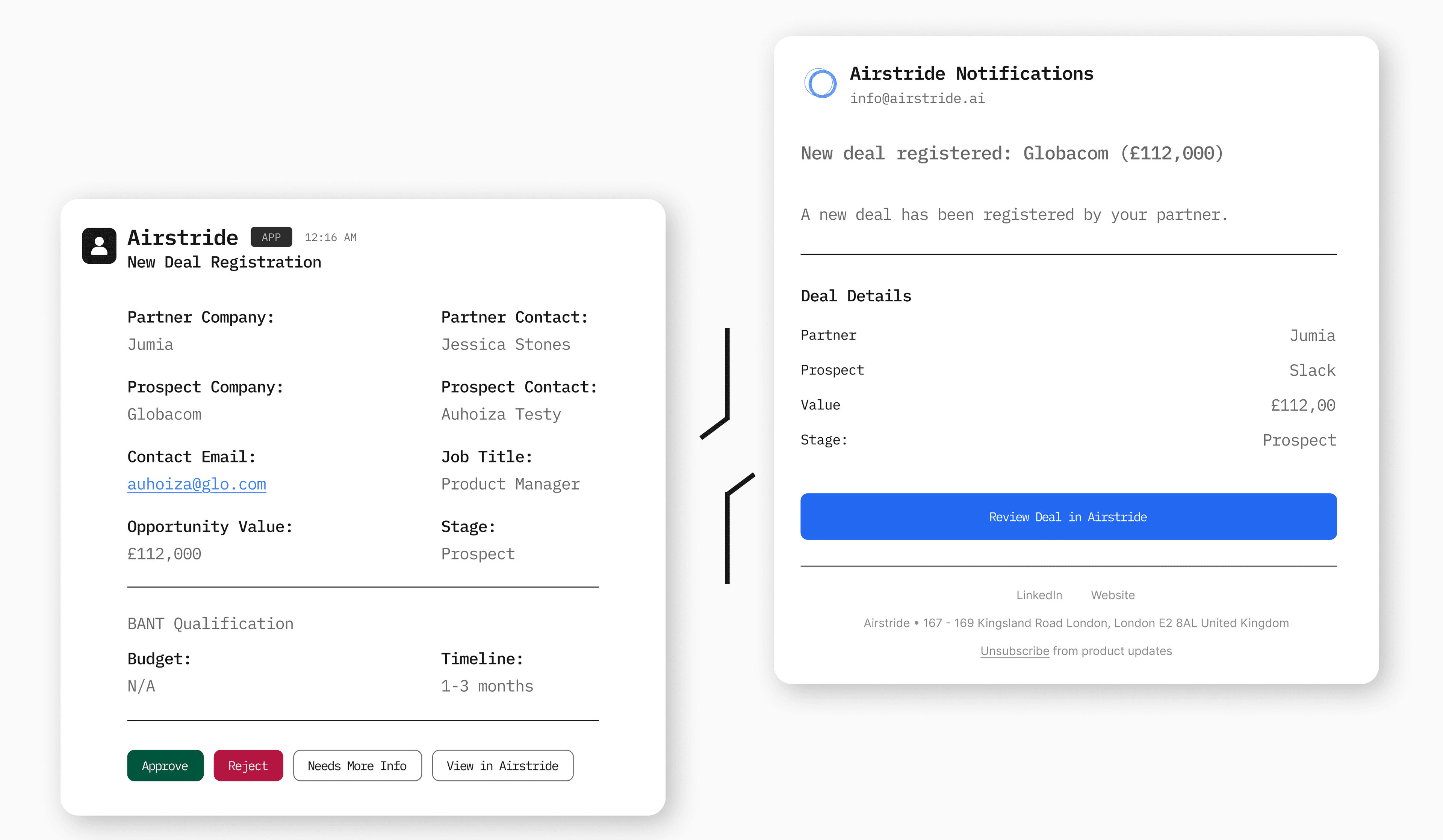 Airstride working inside Slack.