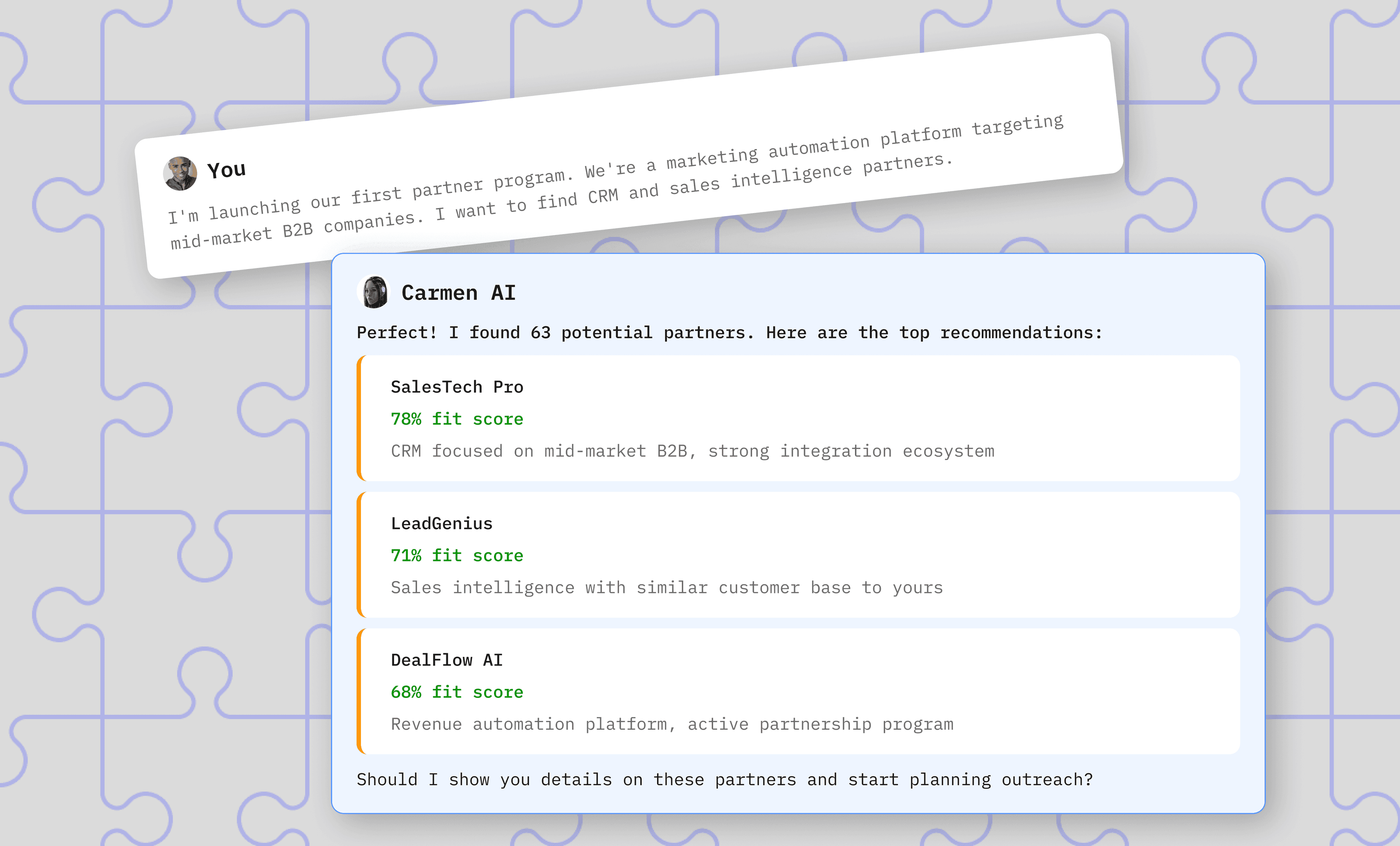AI Partner Discovery challenge illustration